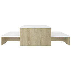 Avis vidaXL Ensemble de tables basses gigognes Blanc chêne 100x100x26,5 cm