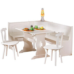 Pegane Coin Repas en bois massif Blanc, Dim : 50 x 172 x 87 cm