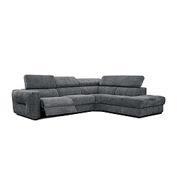 Courtois Laville Canapé d'angle droit Calvera Calvera 5 places avec un relax électrique tissu gris foncé 