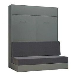 Inside 75 Armoire lit escamotable DYNAMO SOFA canapé gris mat et microfibre gris couchage 160*200 