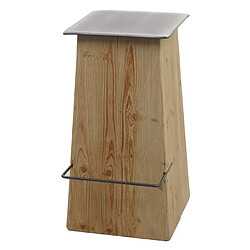 Mendler Tabouret de bar HWC-L76, chaise de bar Tabouret de bar, bois massif industriel certifié MVG, naturel avec aspect métal 