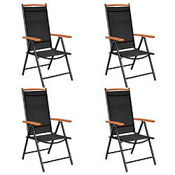 Maison Chic Lot de 4 Chaises de jardin,Fauteuil d'extérieur pliables aluminium et textilène noir -MN56887