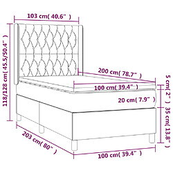 vidaXL Sommier à lattes de lit matelas et LED Noir 100x200 cm Tissu pas cher