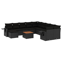 Maison Chic Salon de jardin 12 pcs avec coussins, Ensemble Tables et chaises d'extérieur noir résine tressée -GKD338119