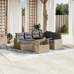 vidaXL Salon de jardin avec coussins 8 pcs beige résine tressée