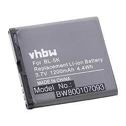 vhbw Li-Ion batterie 1200mAh (3.7V) pour portable téléphone Smartphone Bea-Fon SL470, SL570 comme BL-5K. 