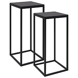 vidaXL Tables d'appoint 2 pcs Noir Acier