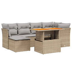 vidaXL Salon de jardin avec coussins 7 pcs beige résine tressée