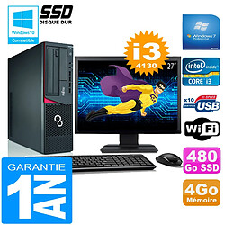 PC Fujitsu Esprimo E720 E85+ SFF G3220 4Go Disque 480 Go SSD Wifi W7 Ecran 27" - Occasion