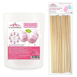 Scrapcooking Préparation barbe à papa rose 160 g + 25 bâtonnets