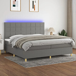 vidaXL Sommier à lattes de lit et matelas et LED Gris foncé 200x200 cm 