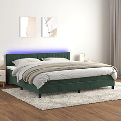 Sommier à lattes LED,Cadre à lattes de lit avec matelas pour Adulte Vert foncé 200x200 cm -MN48738