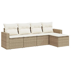 vidaXL Salon de jardin avec coussins 5 pcs beige résine tressée