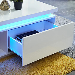 Mes Table basse 120x60x40 cm blanc avec led - COSMO