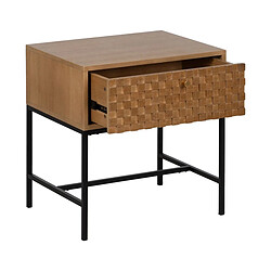 BigBuy Home Table de Nuit MARIGNI Noir Naturel Fer Bois de frêne Bois MDF 51,5 x 40 x 55,5 cm