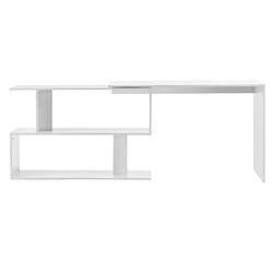 Avis Helloshop26 Bureau gigogne design avec partie étagère bureau de coin extension panneau de particules mélaminé 77 x 120 x 50 cm blanc 03_0004707