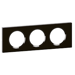 Legrand plaque céliane 3 postes verre noir graphite