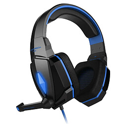 Wewoo Casque PC bleu et noir pour PC Gamer, Longueur du Câble: Environ 2.2m + Stéréo Gaming Headset Headband avec Micro Contrôle du Volume LED Lumière