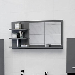 vidaXL Miroir de salle de bain gris brillant bois d’ingénierie 