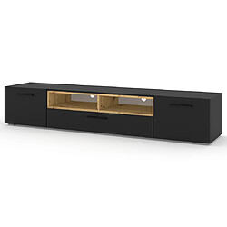 Bestmobilier Leolio - meuble tv - noir et bois - 198 cm