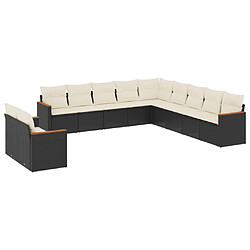 Maison Chic Salon de jardin 11 pcs avec coussins, Ensemble Tables et chaises d'extérieur noir résine tressée -GKD345517