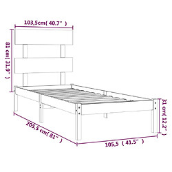 vidaXL Cadre de lit Bois massif 100x200 cm pas cher