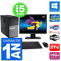 PC Tour Dell 7010 Ecran 27" Intel i5-2400 RAM 16Go Disque 2To Windows 10 Wifi - Occasion