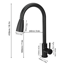 ComfortXL Robinet d'évier télescopique g3/8 noir pour eau chaude et froide