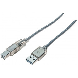 Abi Diffusion Cordon USB 2.0 type A / B transparent - 3,0 m