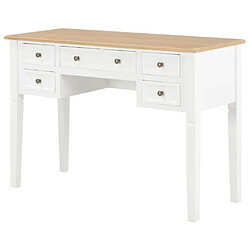 Helloshop26 Bureau table meuble travail informatique bois blanc 109,5 cm 0502114 