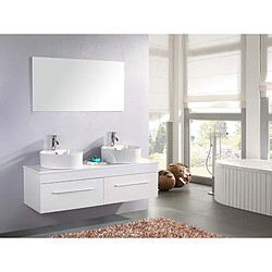 Simba Meuble Salle de Bain Blanc Robinetterie Inc Set Vasque 150 cm Wihte Cardellino Ensemble