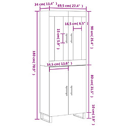 vidaXL Buffet haut Sonoma gris 69,5x34x180 cm Bois d'ingénierie pas cher