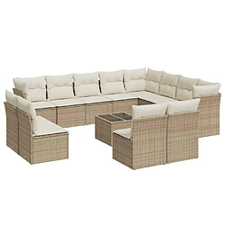 Maison Chic Salon de jardin avec coussins 13 pcs | Ensemble de Table et chaises | Mobilier d'Extérieur beige résine tressée -GKD55918