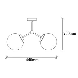 Acheter Vente-Unique Plafonnier en métal 2 globes - L. 44 x H. 28 cm - Noir et blanc - DAMAR