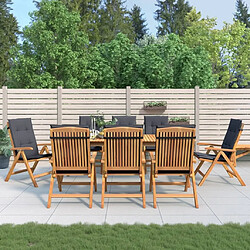 Maison Chic Lot de 8 Chaises de jardin inclinables,Fauteuil d'extérieur et coussins teck solide -MN77746