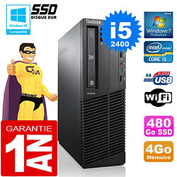 PC Lenovo M92p SFF Core I5-2400 Ram 4Go Disque 480 Go SSD Graveur DVD Wifi W7 - Occasion