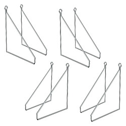 ML DESIGN MODERN LIVING Lot de 8 supports d'étagère murale équerre triangle en métal argent 200 x 250 mm 