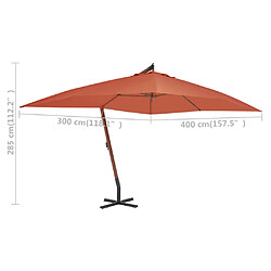 Acheter vidaXL Parasol de jardin en porte-à-faux avec mât en bois terre cuite