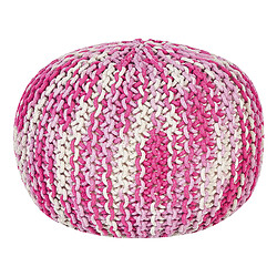 Beliani Pouf en coton blanc et rose 50 x 35 cm CONRAD 