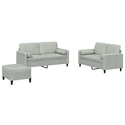 vidaXL Ensemble de canapés 3 pcs avec coussins gris clair velours