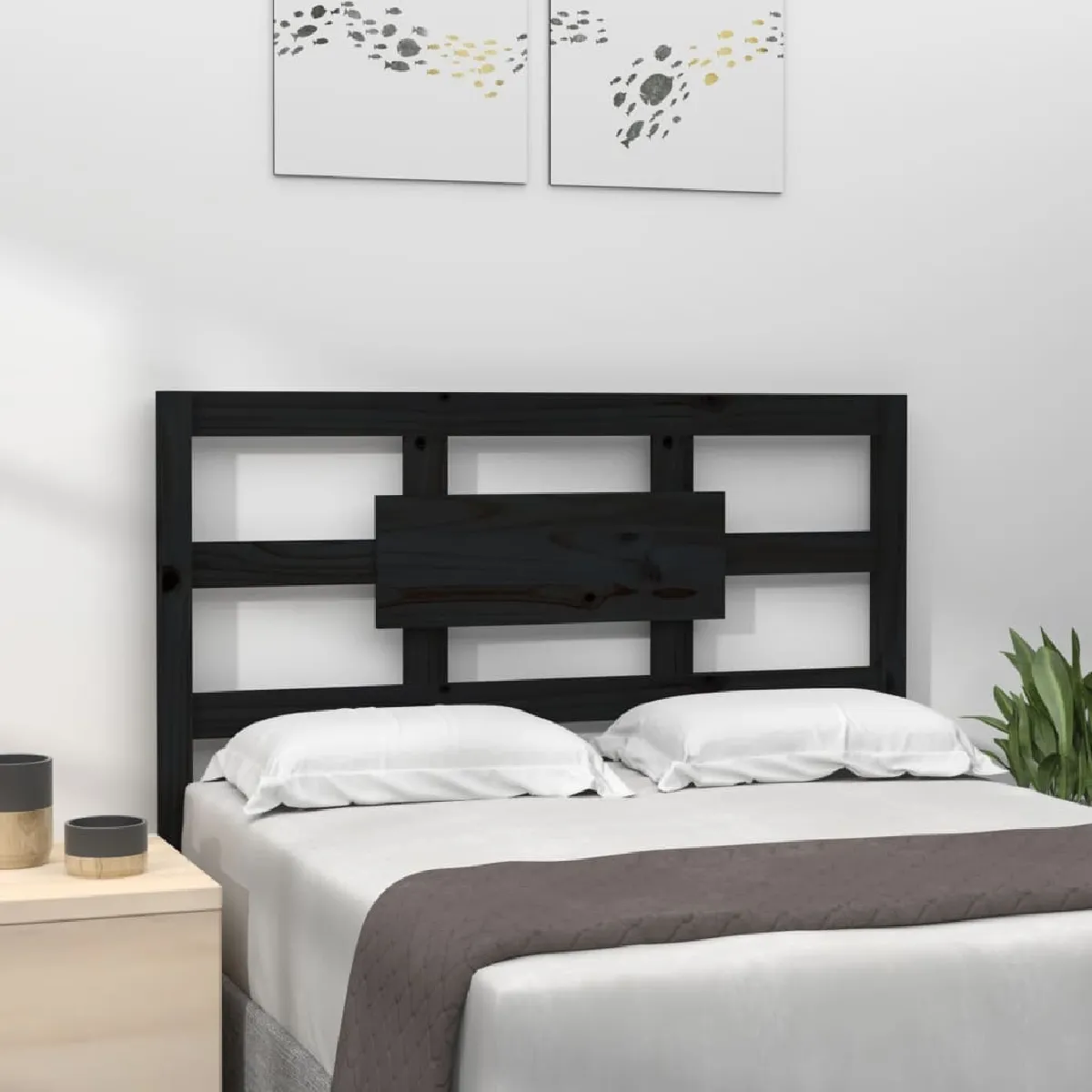 Maison Chic Tête de lit scandinave pour lit adulte,Meuble de chambre Noir 80,5x4x100 cm Bois massif de pin -MN19258