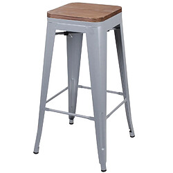 Urban Living Tabouret de bar vintage Liv - H. 77 cm - Gris mat Urban Living - Tabouret de bar vintage Liv - H. 77 cm - Gris mat - Vintage