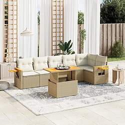 vidaXL Salon de jardin avec coussins 7 pcs beige résine tressée 