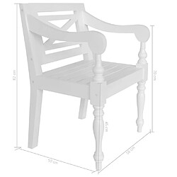 vidaXL Chaises Batavia lot de 2 blanc bois d'acajou massif pas cher