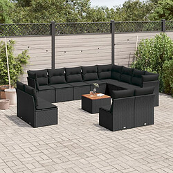 Maison Chic Salon de jardin avec coussins 13 pcs | Ensemble de Table et chaises | Mobilier d'Extérieur noir résine tressée -GKD17164