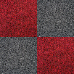 Monstershop 40 Dalles de 50cm x 50cm (10m²), Dalle de Moquette Couleur Charbon Noir & Rouge Écarlate