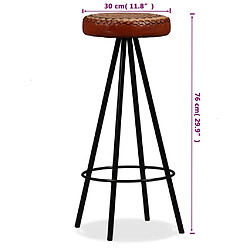 vidaXL Tabourets de bar lot de 2 cuir véritable pas cher