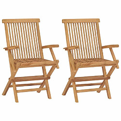 Maison Chic Lot de 2 Chaises pliables de jardin - Fauteuil d'extérieur Bois de teck solide -MN80515