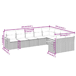 Avis vidaXL Salon de jardin avec coussins 9 pcs beige résine tressée