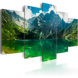 Decoshop26 Tableau toile de décoration murale impression premium en 5 parties sur châssis en bois motif Calme des montagnes 200x100cm 11_0017541 